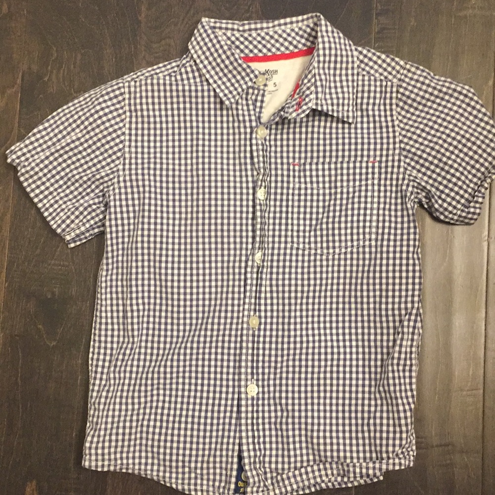 Button down Checker patter in blue Oshkosh size 6